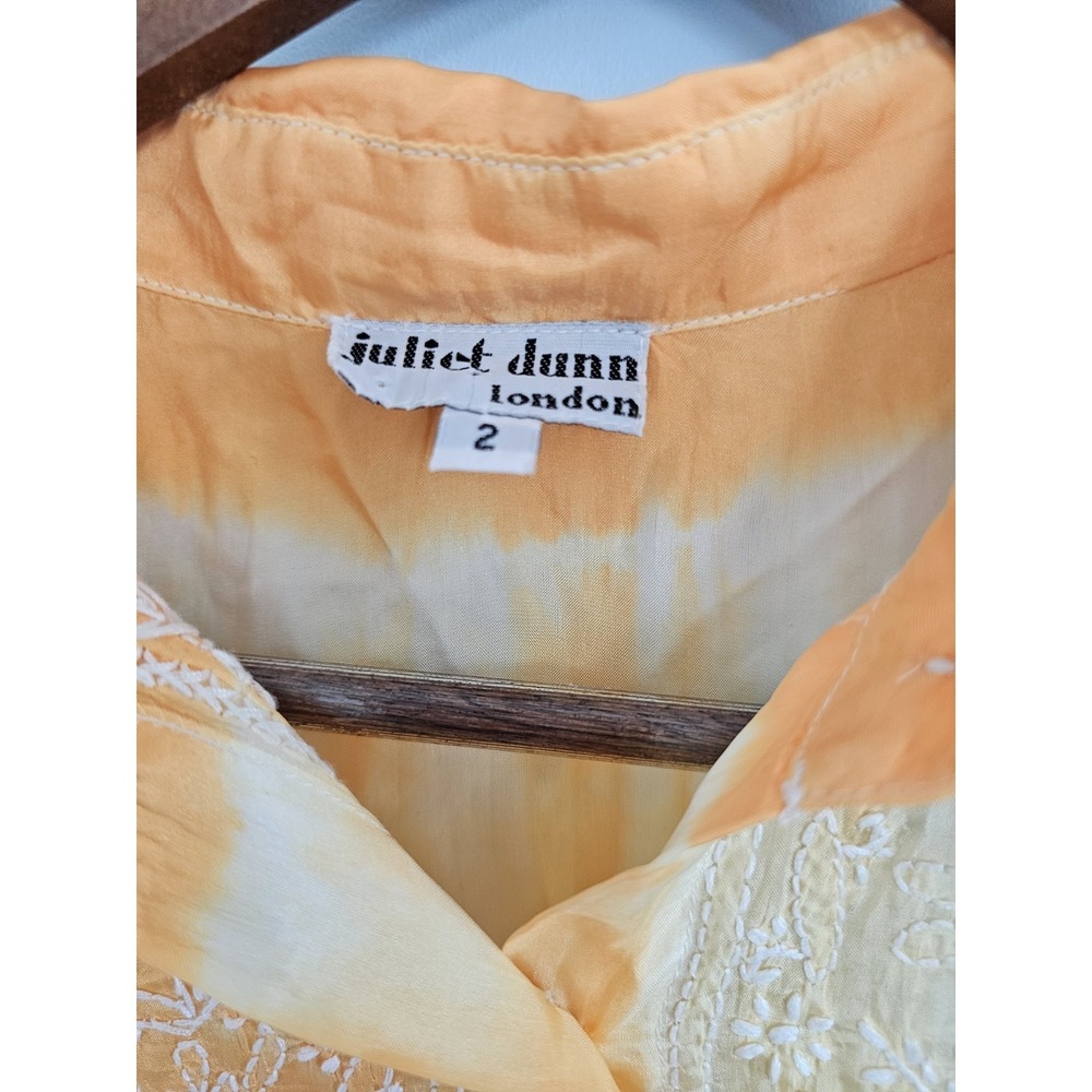 Juliet Dunn London Long Sleeve Silk Blouse Top Orange Pink Size 2 - Picture 2 of 5